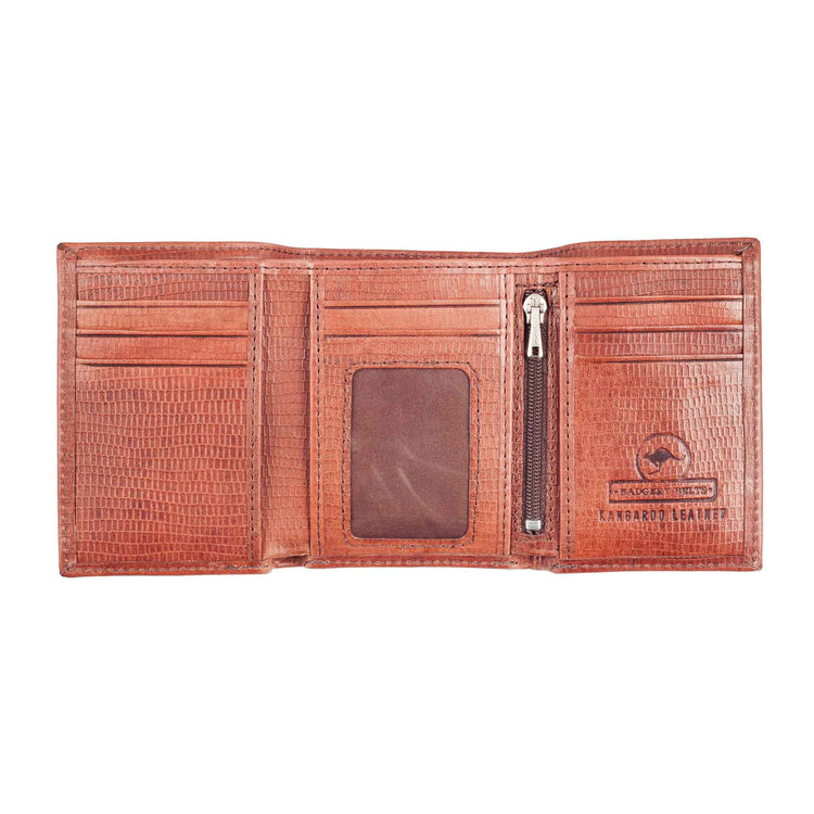 Kangaroo RFID Wallet Lizard Print Leather Emboss
