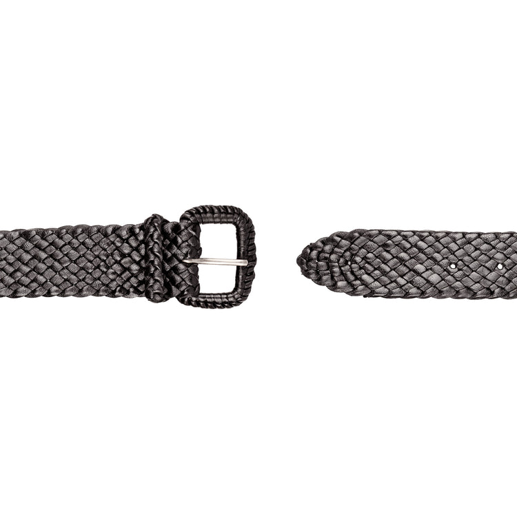 Black Ladies Jackaroo: hardworking, belt. Contemporary, perfect for any outfit. 12 strands Kangaroo Leather, hand-plaited in Brisbane. Durable, supple, stylish. 
