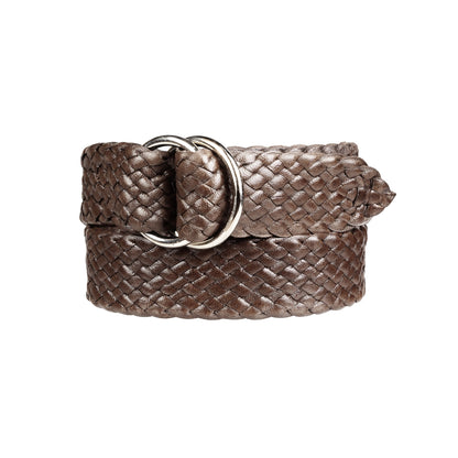 Premium Men's Leather Belt: Handcrafted in Australia from Full Grain Leather with ring buckle on white background.