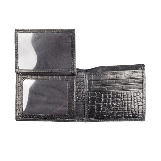 Genuine Kangaroo Leather Wallet Croc Print Single Fold