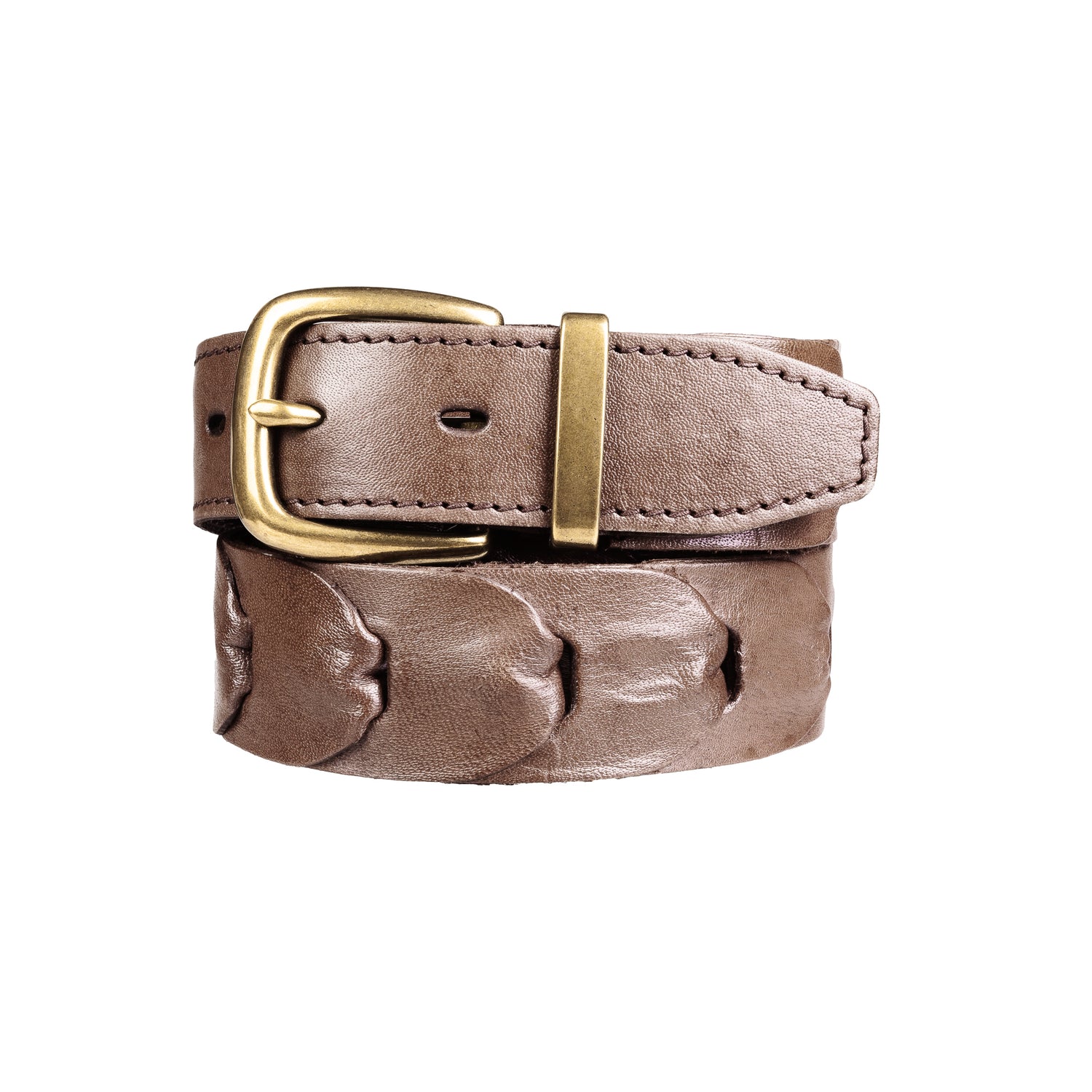 Premium Men's Leather Belt: Handcrafted in Australia from Full Grain Leather. solid brass buckle with Australian Kangaroo Leather on white background.