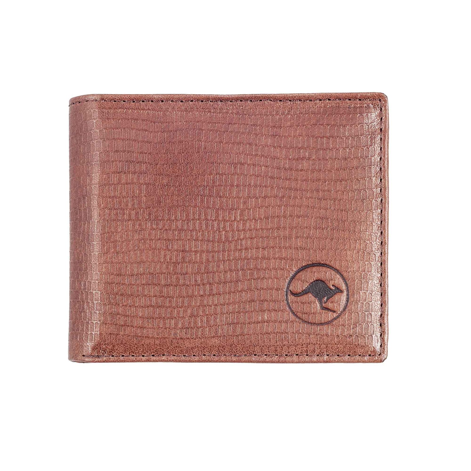 Kangaroo RFID Wallet Lizard Print Leather Emboss 