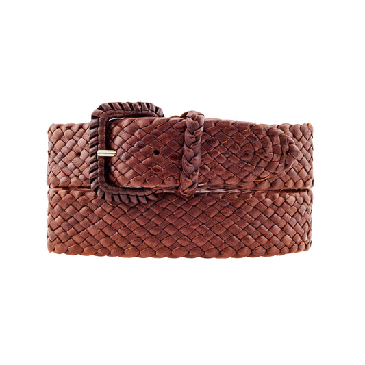 Tan Ladies Jackaroo: hardworking, belt. Contemporary, perfect for any outfit. 12 strands Kangaroo Leather, hand-plaited in Brisbane. Durable, supple, stylish. 