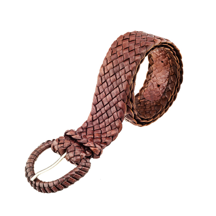 Tan Alice: Australian Kangaroo Leather belt, hand-plaited in Brisbane. Durable, supple, and stylish. Available in Black or Tan. 38mm Wide.