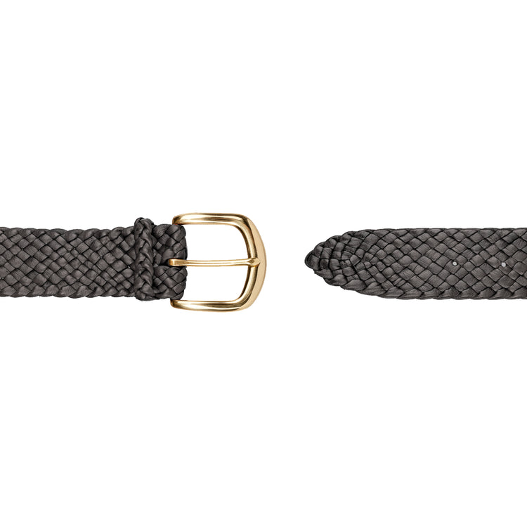 Premium Men's Leather Work Belts: Handcrafted in Australia from Full Grain Leather. solid brass buckle with strands of Australian Kangaroo Leather on white background.